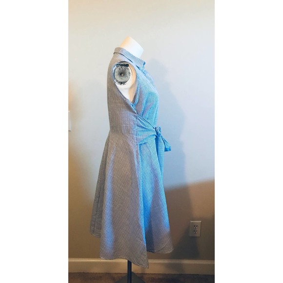 Pintsripe Belted Shirt Dress, Size M - Picture 5 of 9